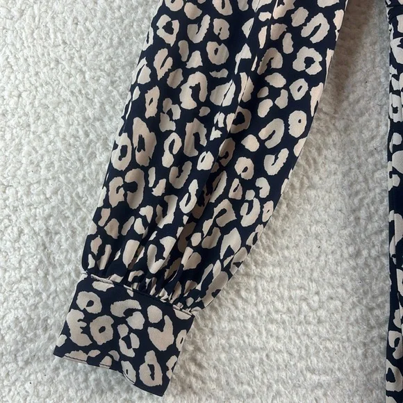 NWT Jessica Howard Womens Leopard Print Ruched Long Sleeve Midi Dress Size 6 - Picture 6 of 15